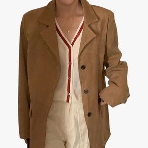 Women’s Suede Jacket Y2k Faux Leather oversized blazer, size M/L